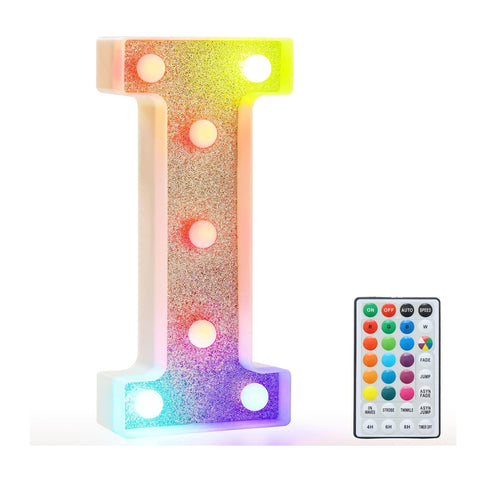 Glitter LED Letter Light I with Remote