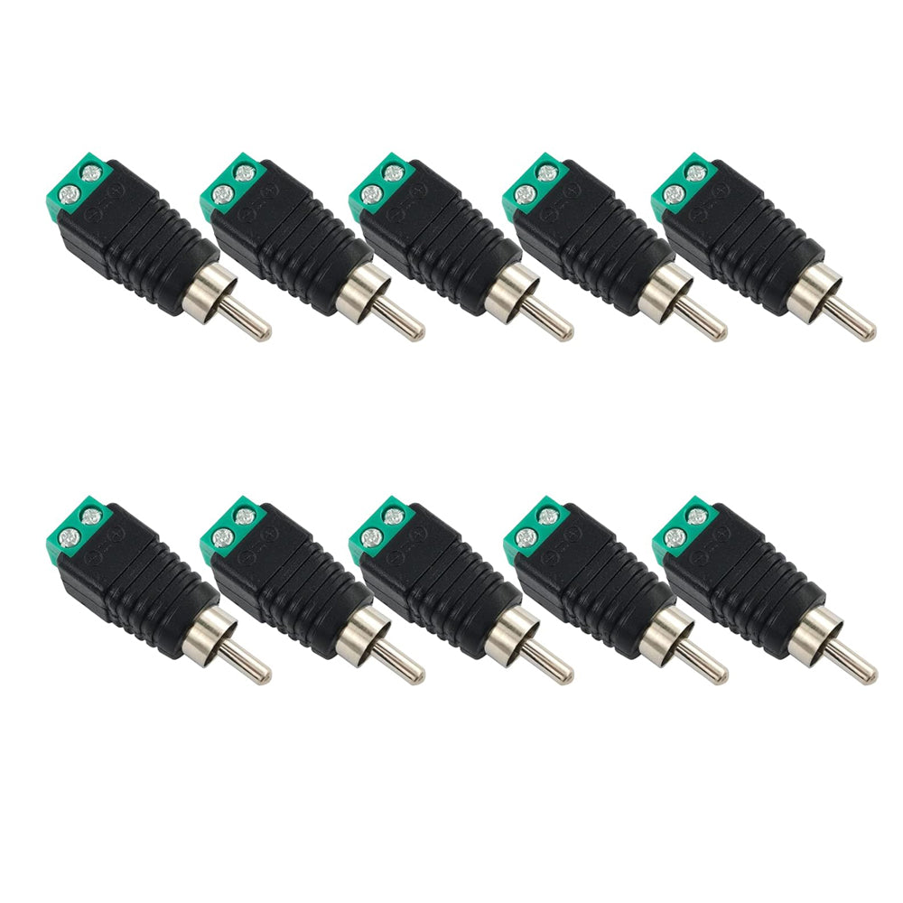 BRIEFCEC RCA Male to AV Screw Terminal Connector – 10 Pack, Solder-Free