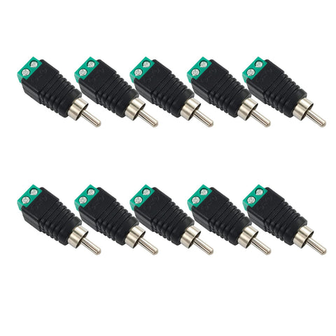 BRIEFCEC RCA Male to AV Screw Terminal Connector – 10 Pack, Solder-Free