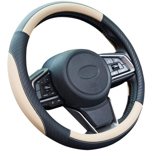 Car Steering Wheel Cover Leather - Soft Microfiber, Anti-Slip Beige