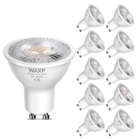 GU10 LED Spot Light Bulbs 5W Warm White 3000K 10 Pack