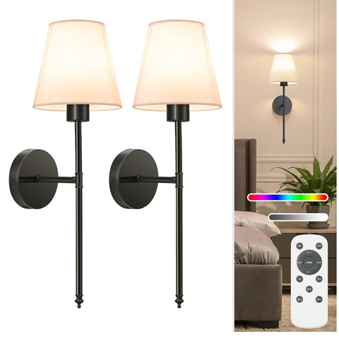 NIORSUN 19.9 Inch Battery Operated Wall Light with Remote and Dimmable Bulbs