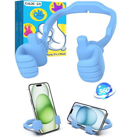 Macaron Blue Thumbs Up Phone Stand – 360° Rotating Lazy Desk Holder
