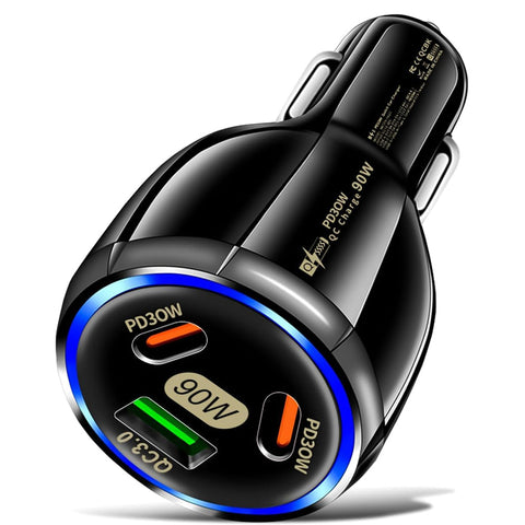 90W 3-Port USB C Fast Car Charger Adapter