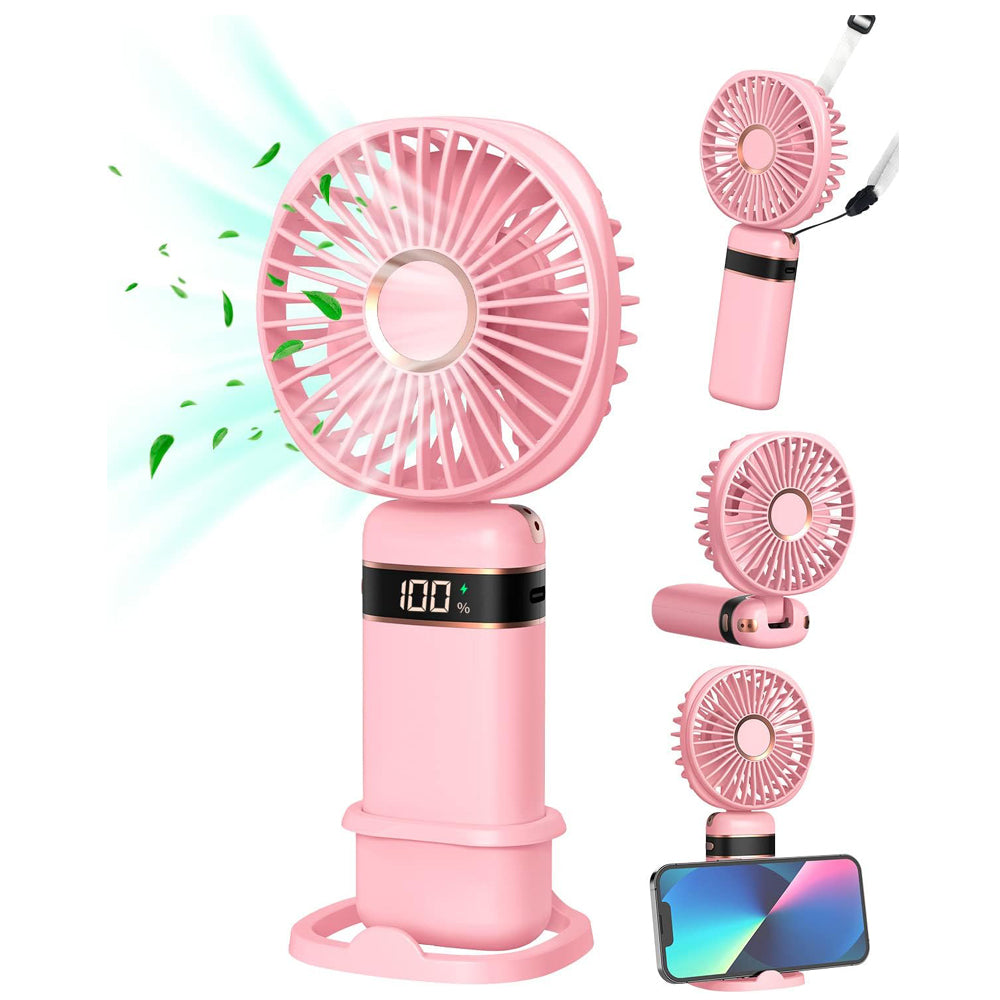 Mini Handheld USB Fan – 5 Speeds Rechargeable Portable Fan