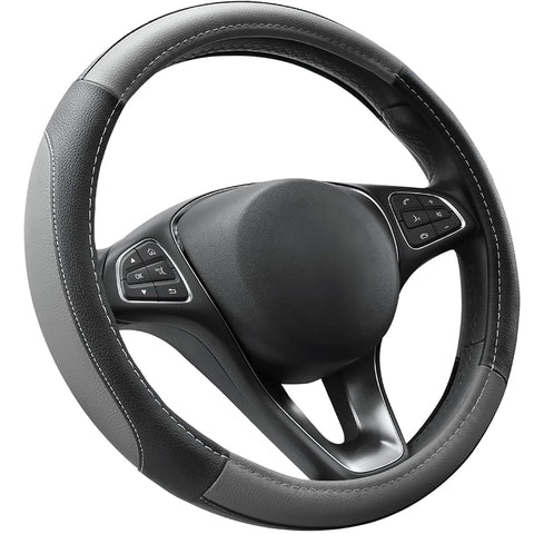 COFIT Microfiber Leather Steering Wheel Cover Grey and Black