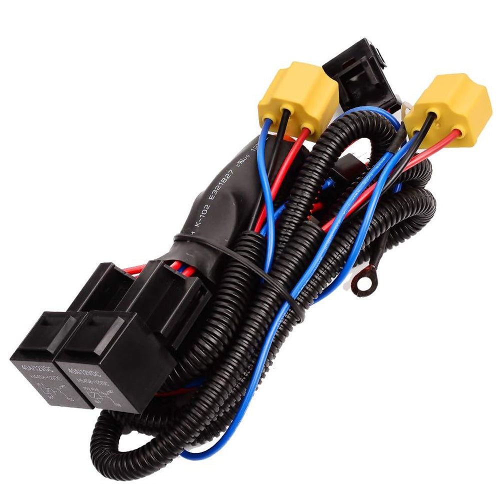 H4 Headlight Relay Wiring Harness Socket Plug Kit 12V 150W Cool White