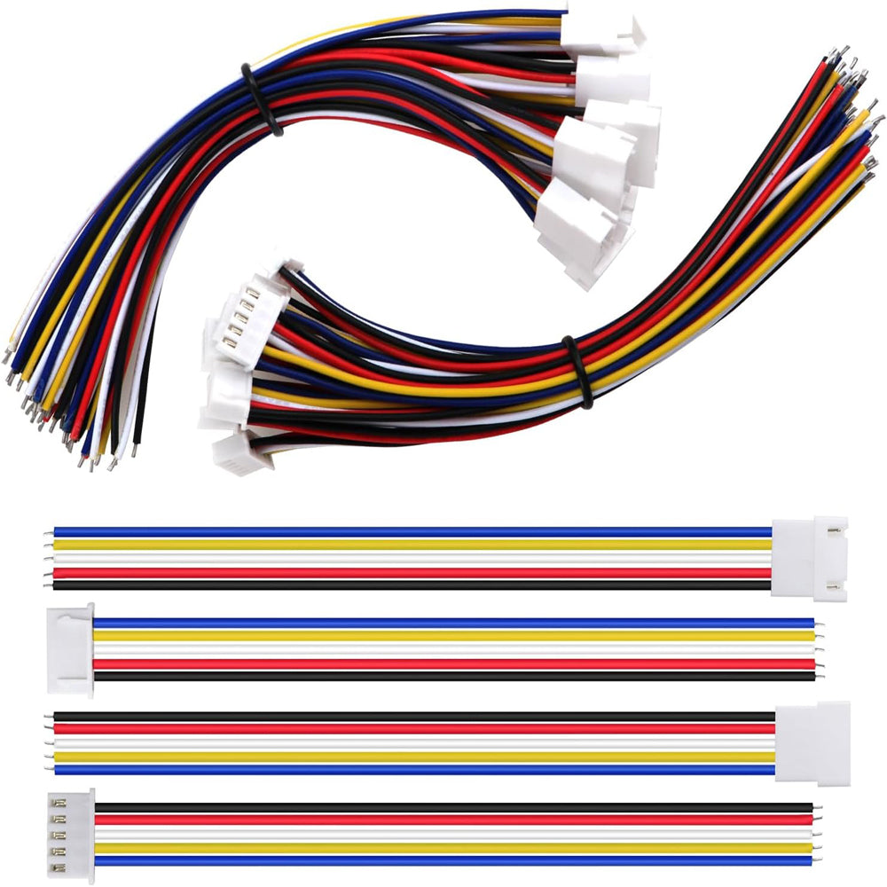 Lyeteung 10 Pairs Mini Micro JST-XH 2.54 Plug Connector, JST 5 Pin Micro Electrical Male and Female Connector Plug Wire Cable, with 150mm 22AWG Wire