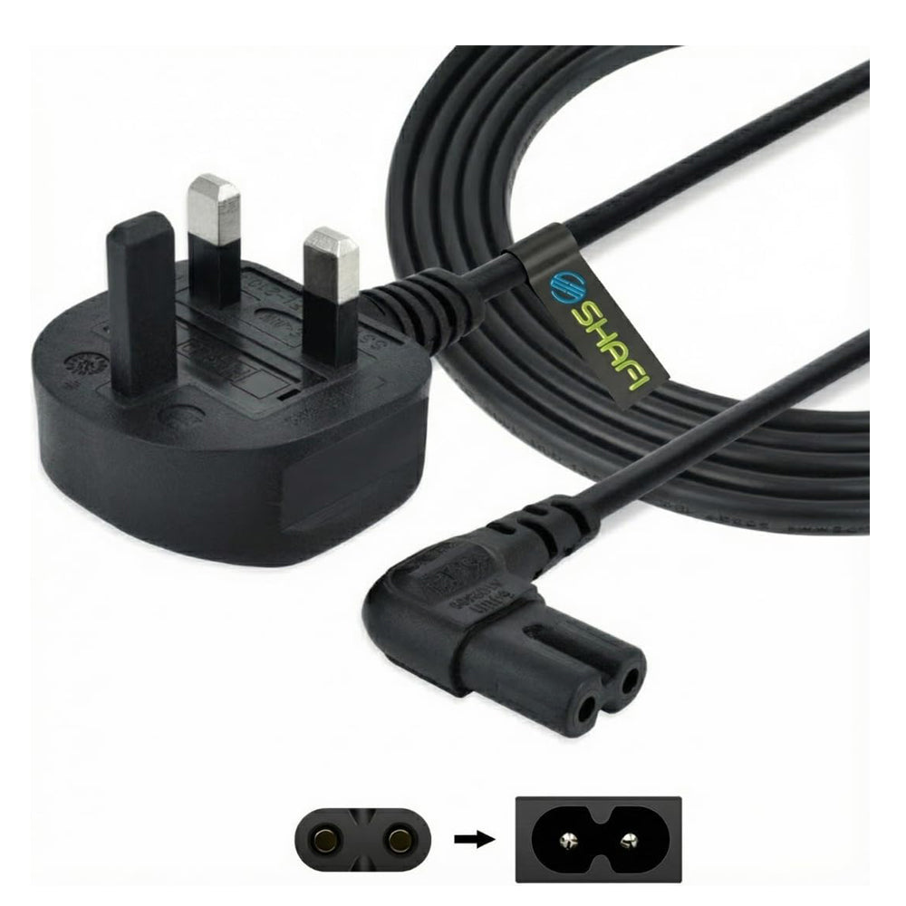 3M Figure 8 Power Lead Right Angle IEC-C7 Cable for TV & Console