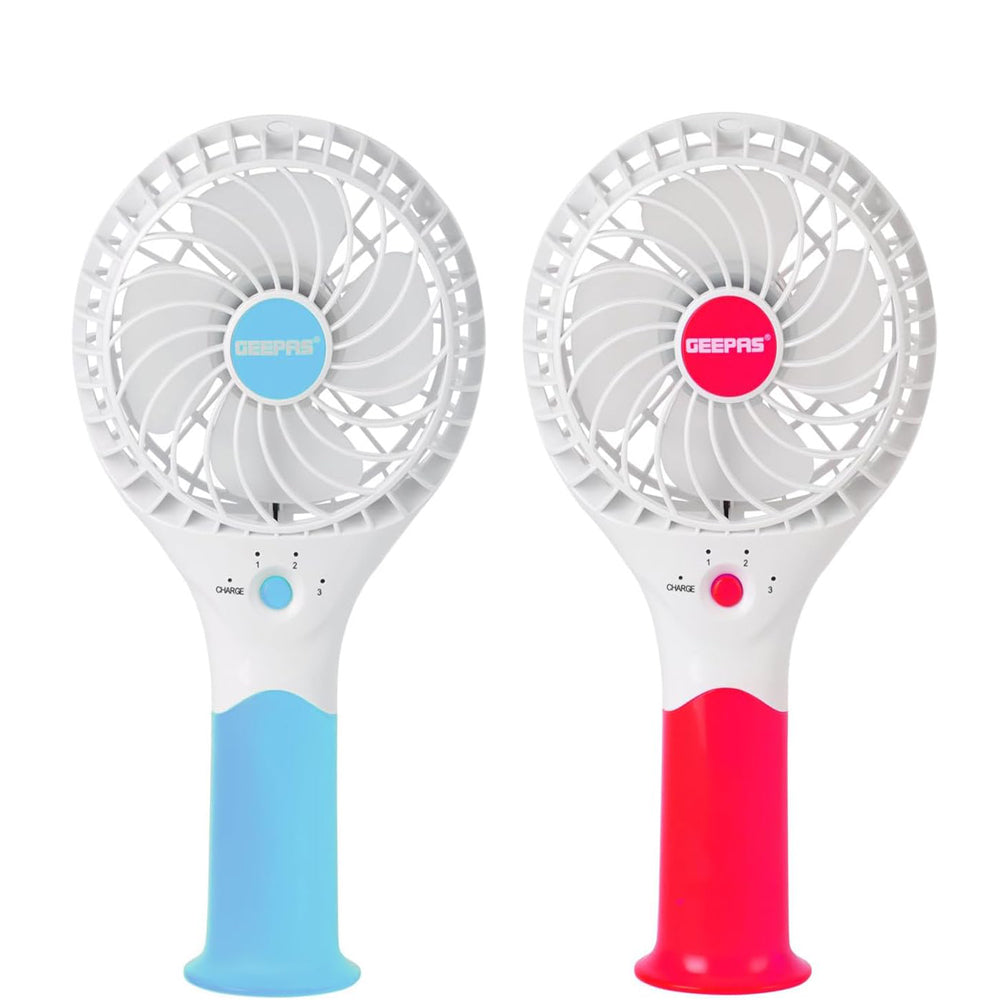 Rechargeable Mini Handheld Fan USB Portable 3 Speed 8Hr Runtime 2 Pack Pink Blue