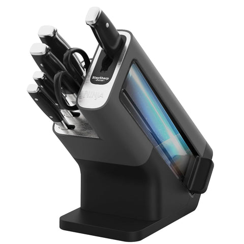 Foodi StaySharp 6-Piece Knife Block Set with Built-In Sharpener – Chef, Bread, Slicing, Utility & Paring Knives + Scissors
