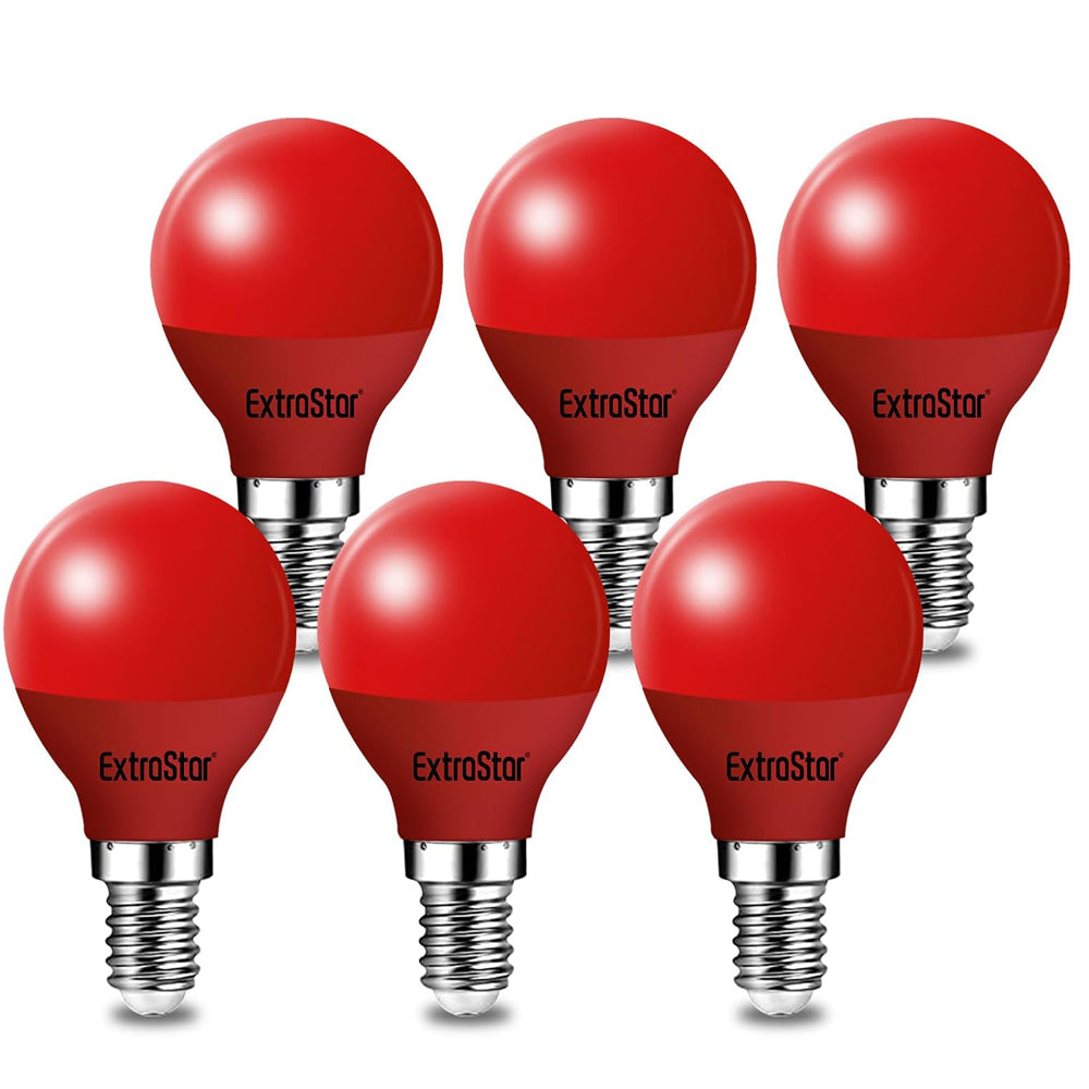 E14 LED Red Bulb 4W G45 Non-Dimmable, Pack of 6