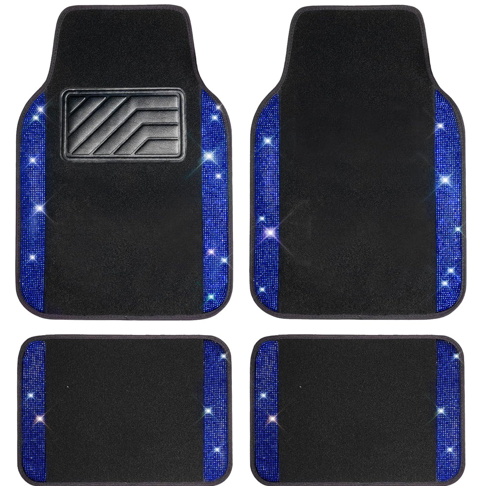 Bling Diamond Car Floor Mats with Anti-Slip PVC Heel Pad