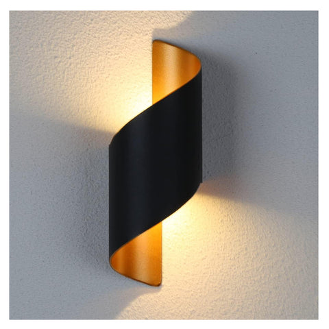 Spiral LED Wall Light 10W Up Down IP65 Black