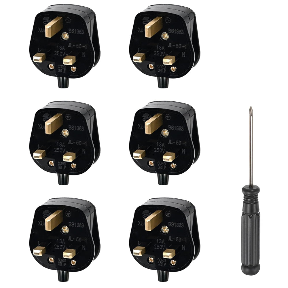 Double Dragon 13A 3-Pin Rewireable Electrical Plug Pack of 6