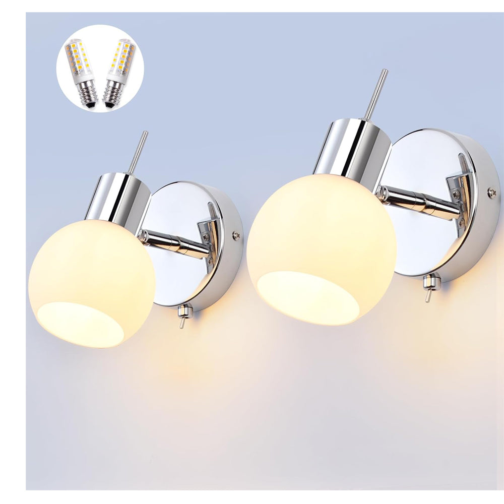 MantoLite 2 Pack LED Wall Lights with Switch for Bedroom and Living Room