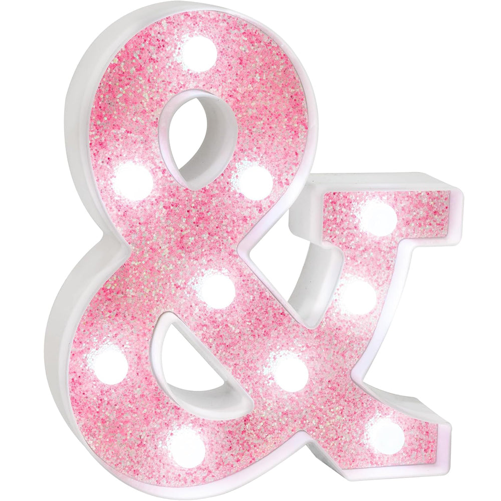 Pink Glitter LED Ampersand Light