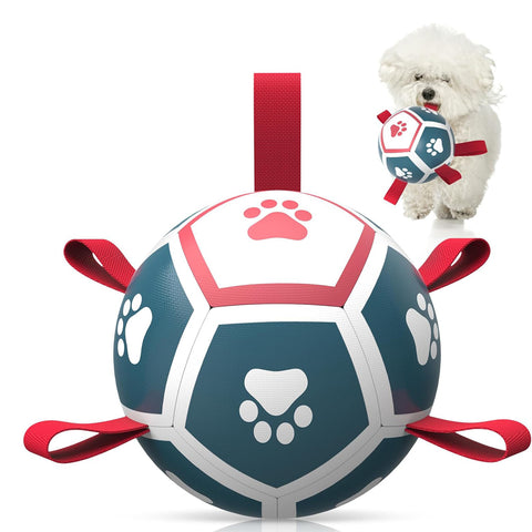 Small Dog Soccer Ball Toy with Straps Interactive Play