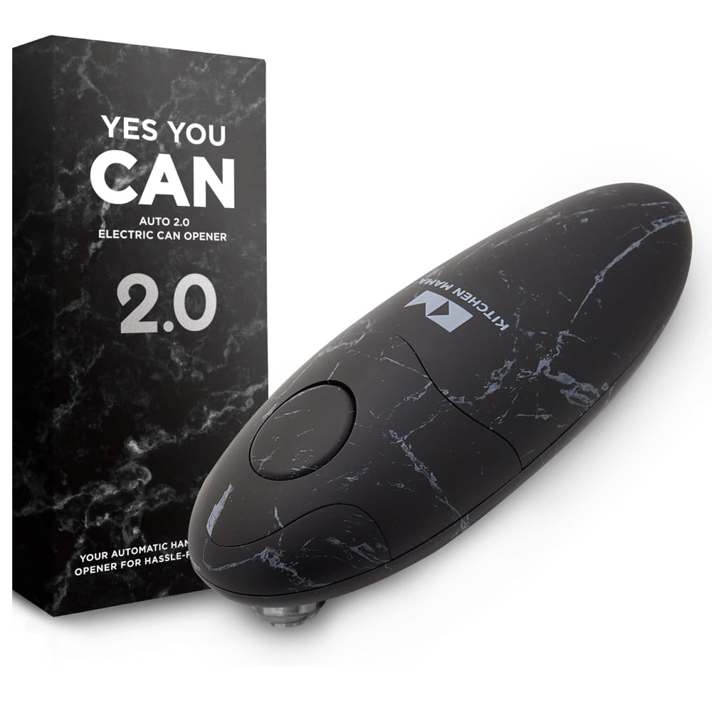 Kitchen Mama Auto 2.0 Electric Can Opener – Hands-Free, Smooth-Edge, Tilted Blade 2.0, Food-Safe, Battery Operated – Marble Black