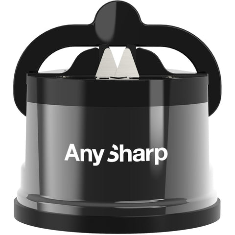 AnySharp Pro Metal Knife Sharpener – Hands-Free PowerGrip Suction | Sharpens All Knives | Hardened Steel & Serrated | Wolfram Finish