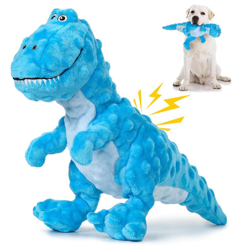 IOKHEIRA Dinosaur Squeaky Plush Dog Toy Interactive