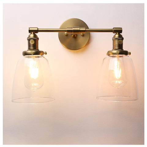 Phansthy 2-Light Industrial Wall Sconce with Oval Glass Shade
