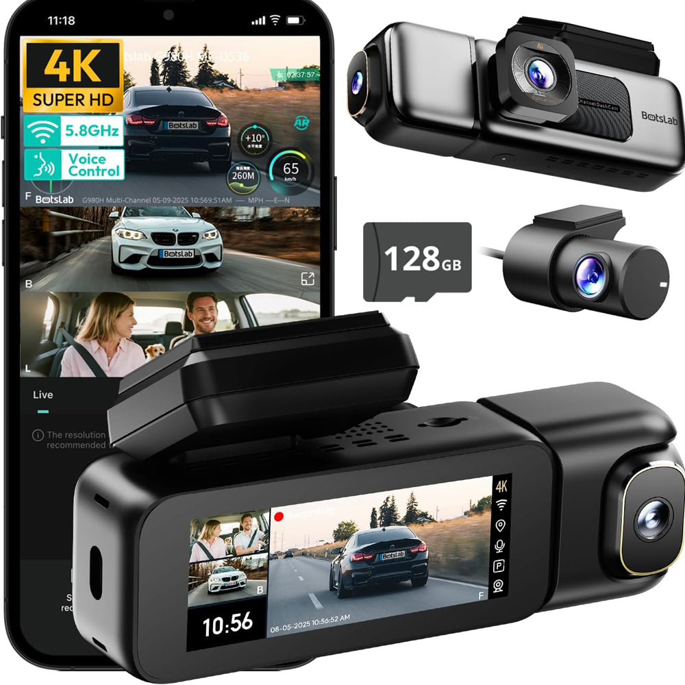 Botslab 3 Channel 4K Dash Cam with GPS and WiFi