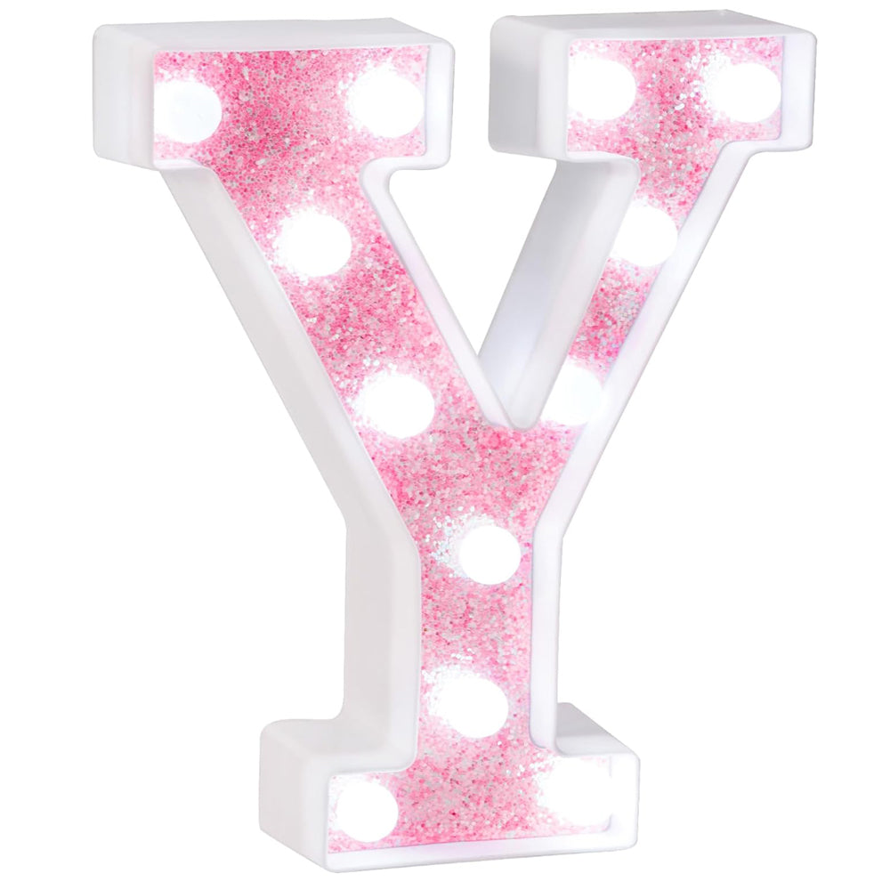 Pink Glitter LED Letter Y Marquee Light