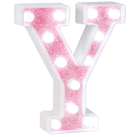 Pink Glitter LED Letter Y Marquee Light