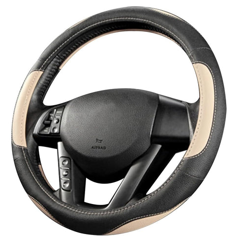 Leather Car Steering Wheel Cover Universal 15 Inch Breathable Anti-Slip Protector