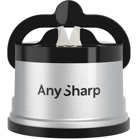 AnySharp Knife Sharpener – PowerGrip Suction Base | Hands-Free Safety | Sharpens All Kitchen Knives | Ideal for Hardened Steel & Serrated