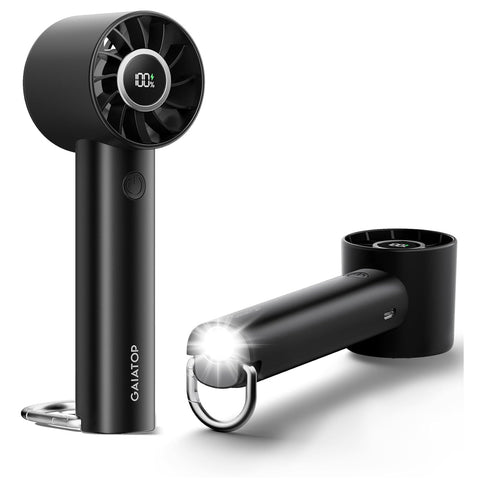 Turbo Handheld Fan with LED Torch and Clasp Base
