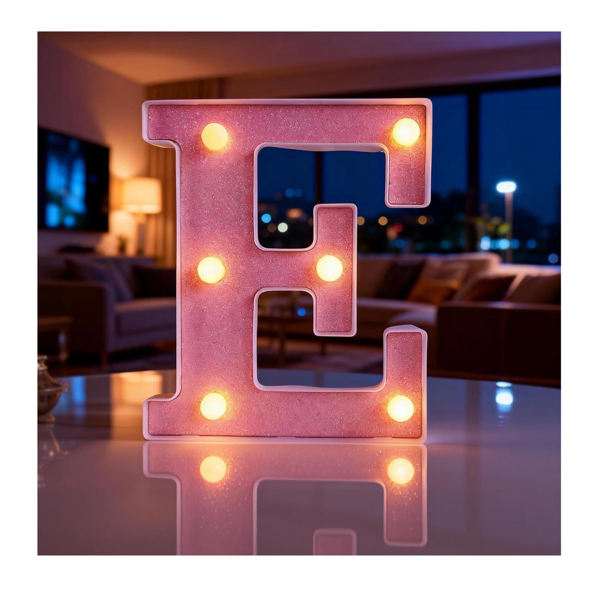 Light Up Letter E LED Pink Night Light