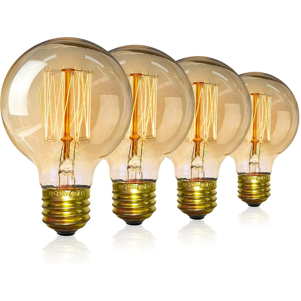 Vintage Edison Globe Bulbs 40W E27 Warm Light – 4 Pack
