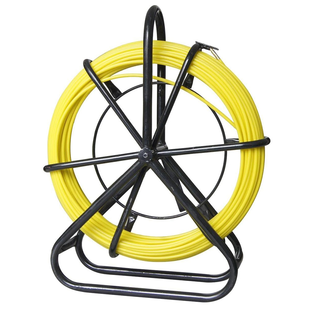 KATSU 6mm x 80M Fiberglass Duct Rodder with Steel Stand & Brake – Heavy Duty Electric Cable Pulling Fish Tape Tool 312368 UK Industrial Conduit Installation System