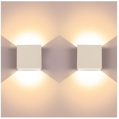 Modern LED Up Down Wall Light 6W Warm White 2 Pack