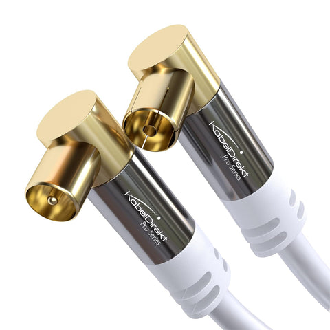 KabelDirekt – 4K TV Aerial Cable, Coaxial Cable, 90° Angled – 1m – Digital & Analogue – Available in 0.5-20m (Angled Plug/Socket, DVB-C/DVB-T/DVB-S, white)