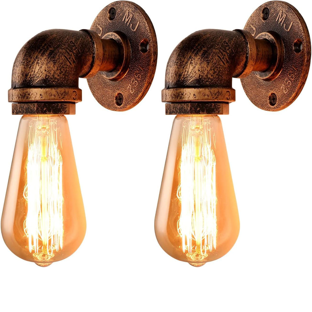 Industrial Steampunk Pipe Wall Sconce Brass 2 Pack