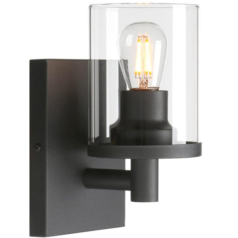Modern Black Glass Cylinder Wall Sconce E27