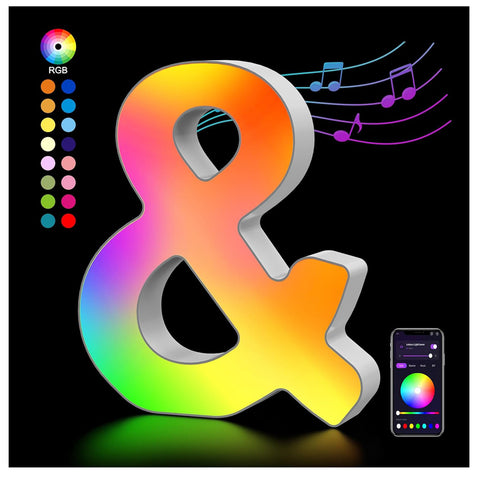 Light Up Letters USB Powered, LED Letter Lights Color Changing Alphabet Sign Gifts for Girls Women Party Birthday Decorations, APP Control, Night Light Christmas Valentine Wall Table Decor - &