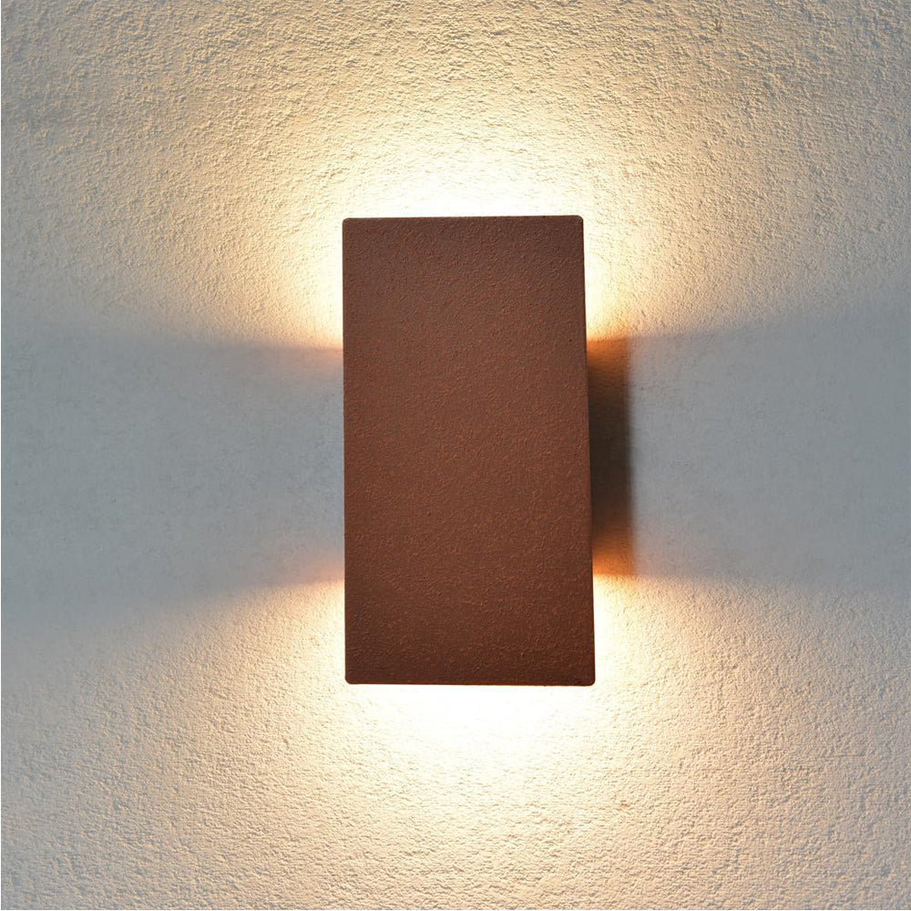 Wall Light with Switch Rusty Red,Led Wall Lamp For Bedroom Bed,Up And Down Lights for Interior,Industrial Flat Wall Lamps For Hallway,Bed,Guest Room,Hotel,Stair Lighting,8w 3000k Warm White,1pcs