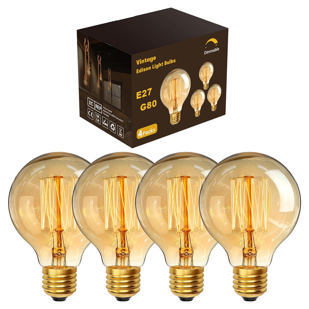 Vintage Edison E27 Dimmable Incandescent Bulb 40W G80