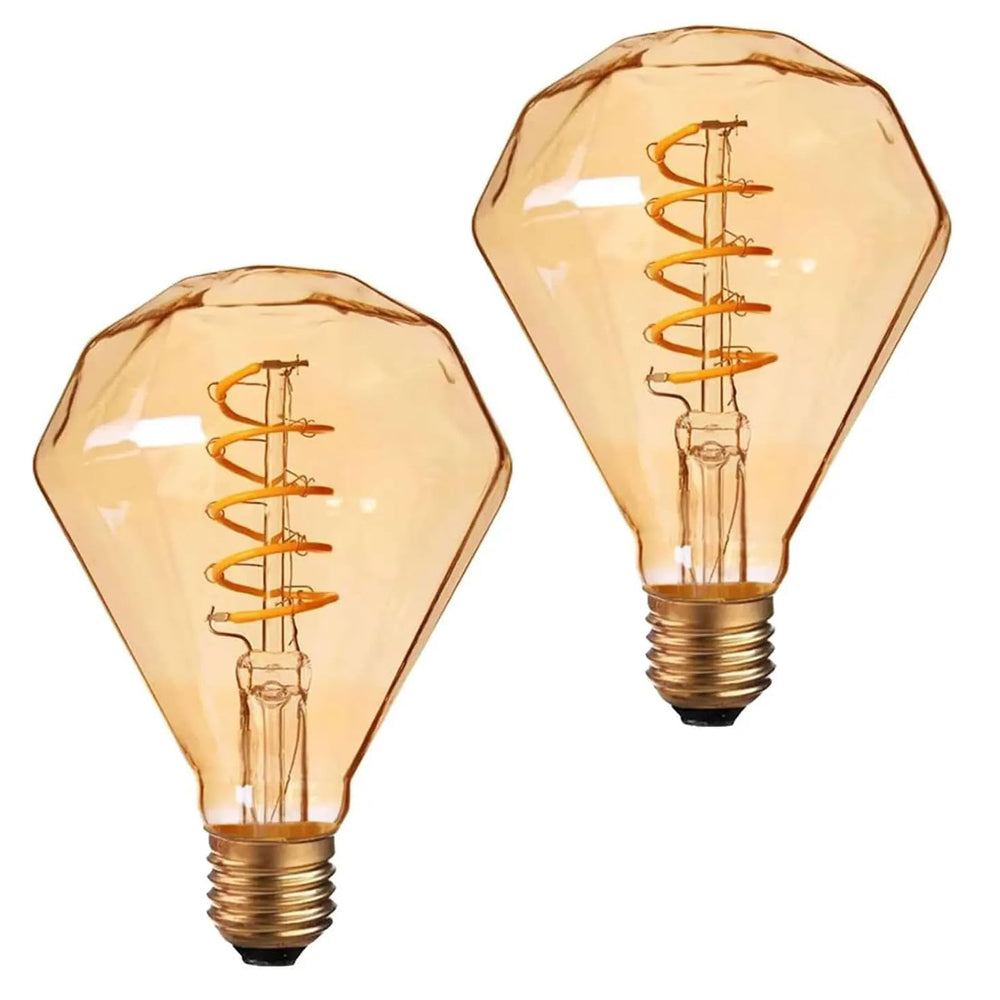 Vintage E27 Diamond LED Edison Bulb 4W Warm White 2 Pack