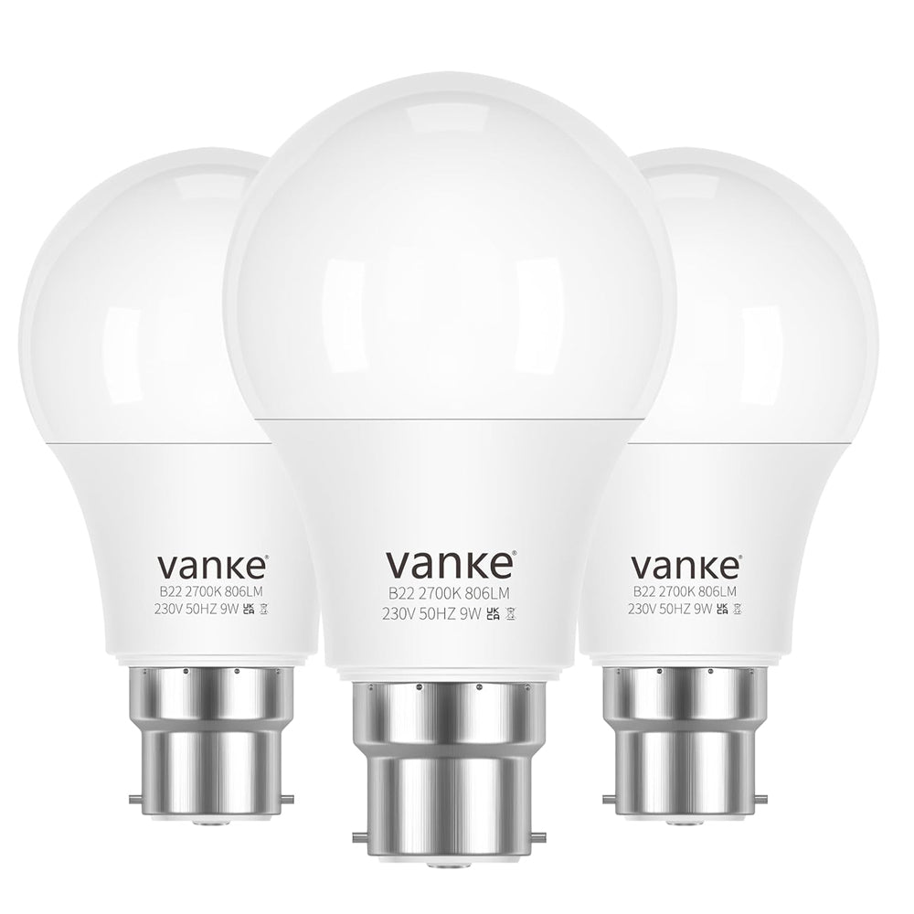 Vanke B22 LED Bulb 60W Equivalent Warm White 3-Pack