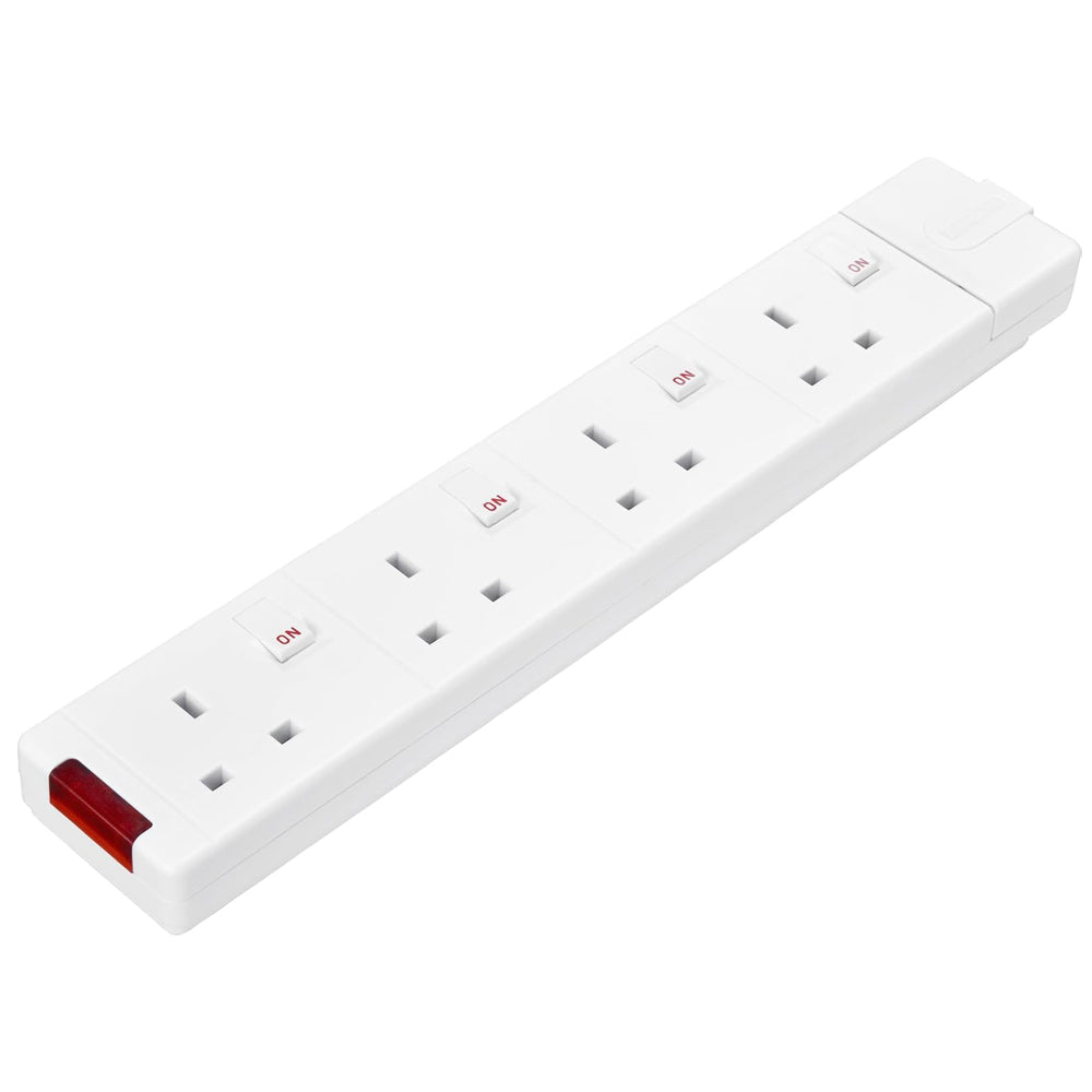 Socket Red User Four Socket Rewireable Trailing Socket with Individual Switches