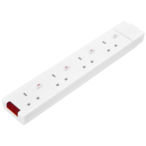 Four Socket Rewireable Trailing Socket with Individual Switches