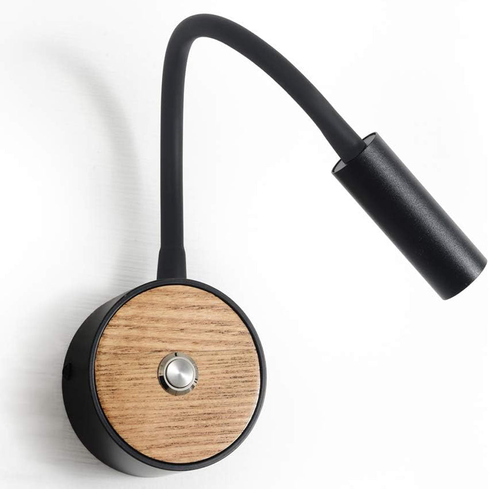 3 W LED Wooden Wall Lamp with Switch Modern Wall Reading Lamp Bed Lamp Wall Light Hallway Bedroom Hotels Colour: Black 3000 K