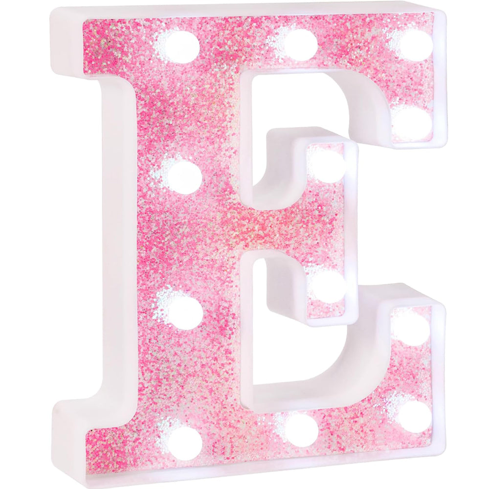 Pink Glitter LED Marquee Letter E Light