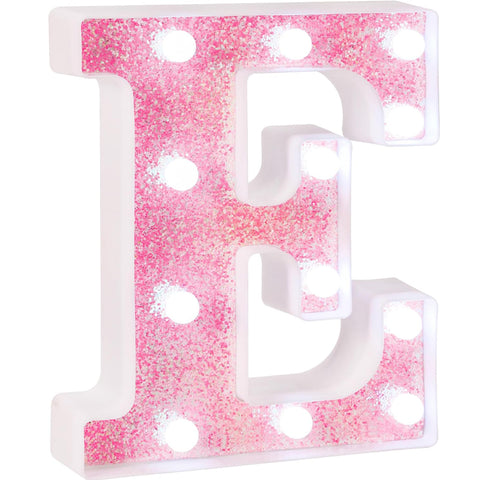 Pink Glitter LED Marquee Letter E Light