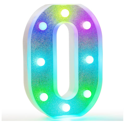 Colorful Light Up Letters, Glitter LED Letter Lights 18 Color Changing Shiny Alphabet Sign Gifts for Girls Women Party Birthday Decorations Remote Night Light Christmas Valentine Wall Table Decor - O